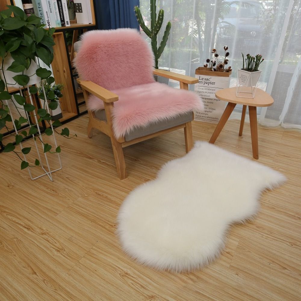Cowhide Rug Faux - Karpet bulu halus panjang, karpet lantai