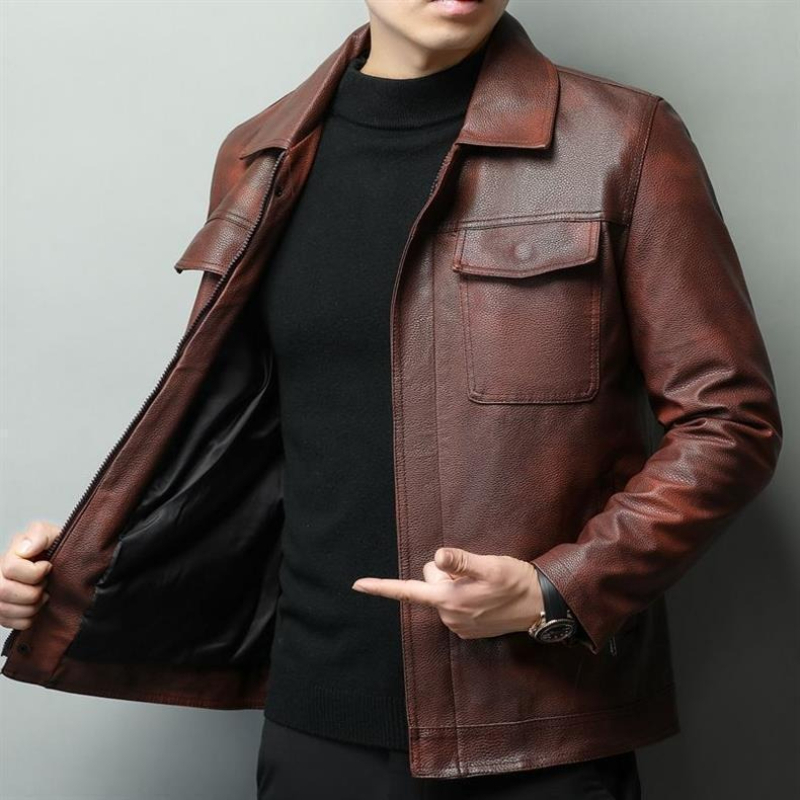 Cowhide Rug Faux - Jaket Kulit Sapi Vintage Cokelat untuk