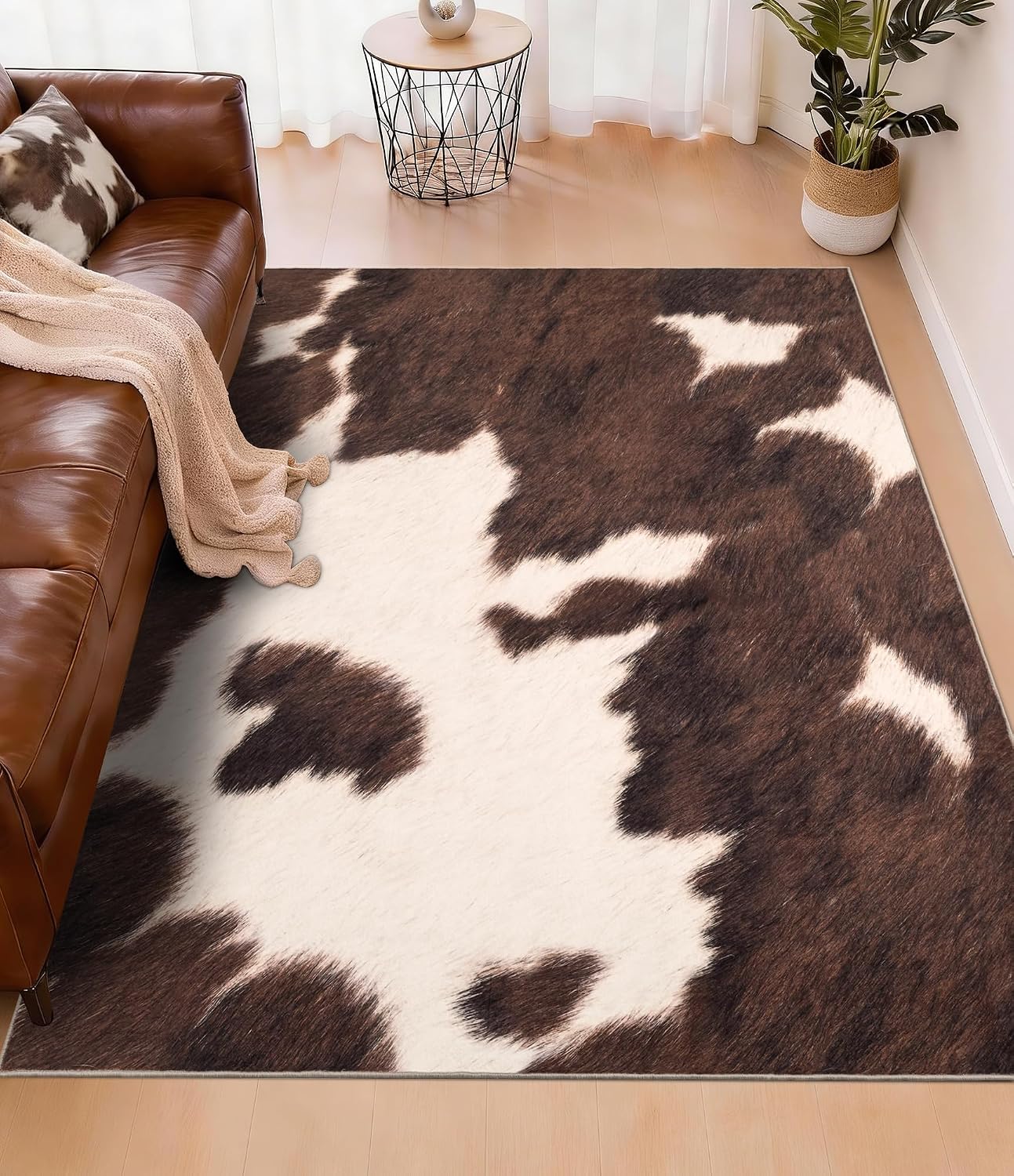 Cowhide Rug Faux - Karpet Bulu Sapi Palsu Warna Cokelat,