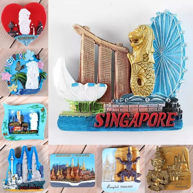 Home Decor Kuala Lumpur - Singapura souvenir perjalanan Merlion stiker kulkas