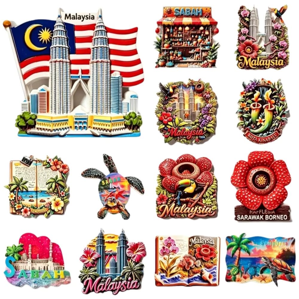 Home Decor Kuala Lumpur - Suvenir Turis Malaysia Magnet Kulkas Resin