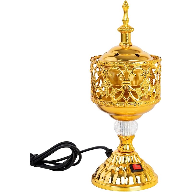 Home Decor Humacao - AA94-Pembakar Dupa Listrik Emas, Tempat Dupa