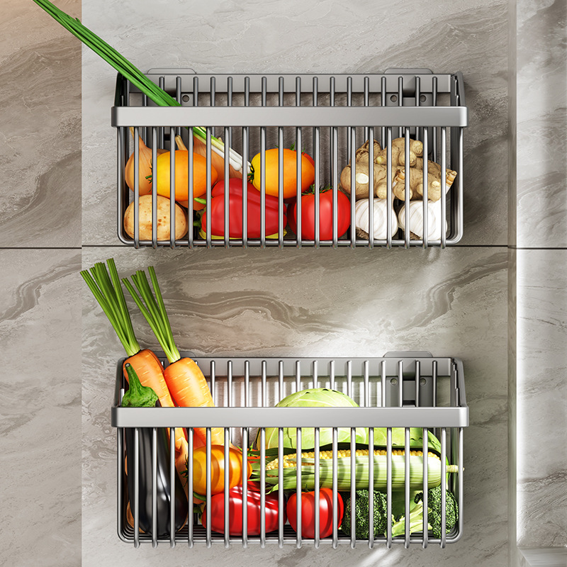 Woven Wall Basket - Rak Bumbu Dinding Multifungsi Tanpa Bor,