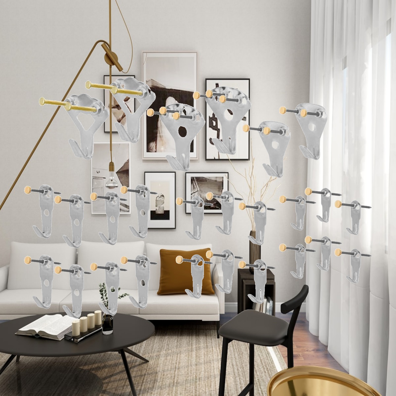 Home Decor Exhibition - Gantungan Gambar Logam, Kit Pengait Dinding