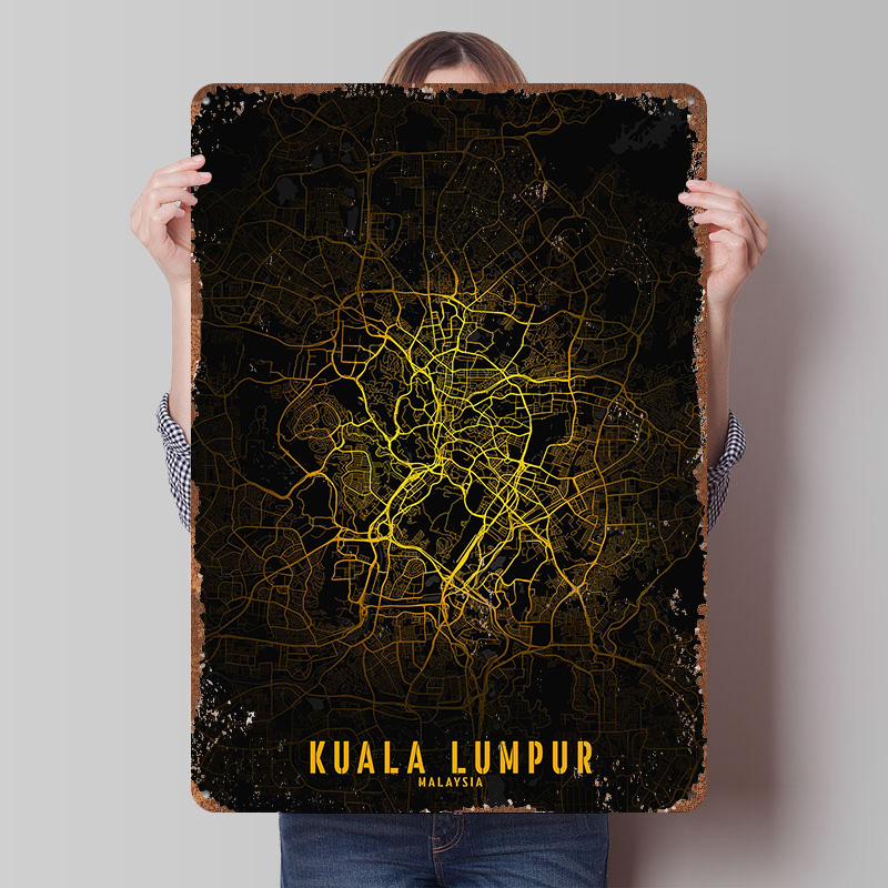 Home Decor Kuala Lumpur - Poster Cetak Peta Kota Emas Kuala