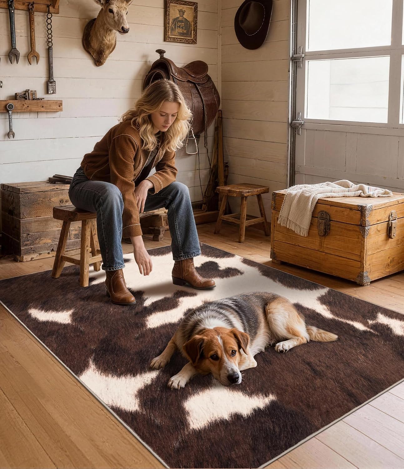 Karpet Bulu Sapi Palsu Warna C - Cowhide Rug Faux ulasan dan harga