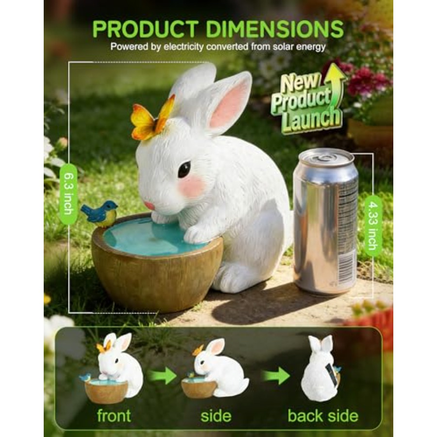 Patung Taman Kelinci Tenaga Su - Home Decor Garden ulasan dan harga