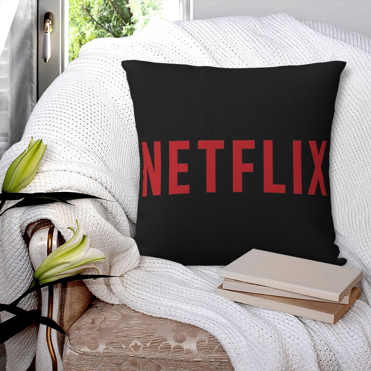 Sarung Bantal Persegi Logo Net - Home Decor Netflix ulasan dan harga