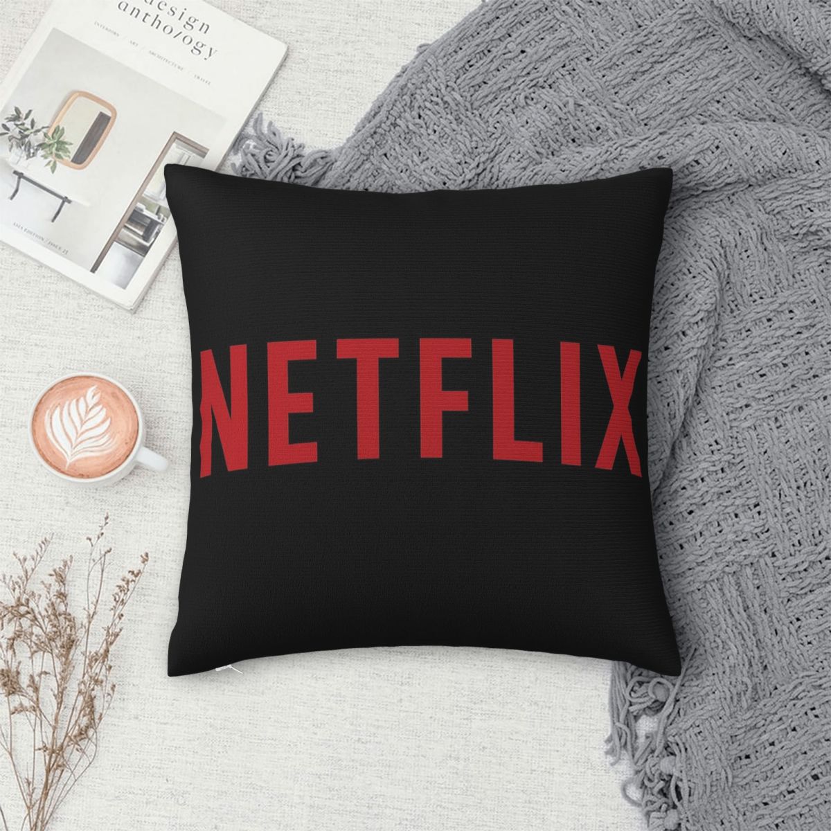 Sarung Bantal Persegi Logo Net - Home Decor Netflix ulasan dan harga